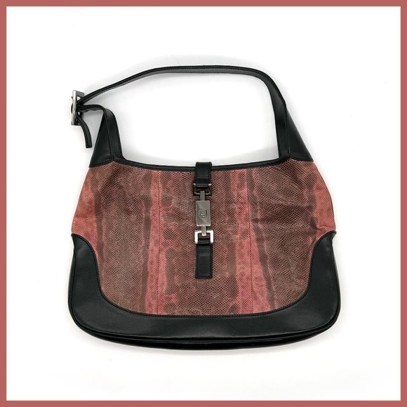 AUTH Gucci Jackie Pink Lizardskin Hobo Bag VGUC | Tom Ford Era | VINTAGE Y2K - Picture 1 of 14
